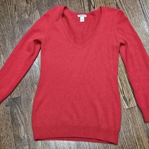 Harold's Red 100% Cashmere V-Neck Sweater